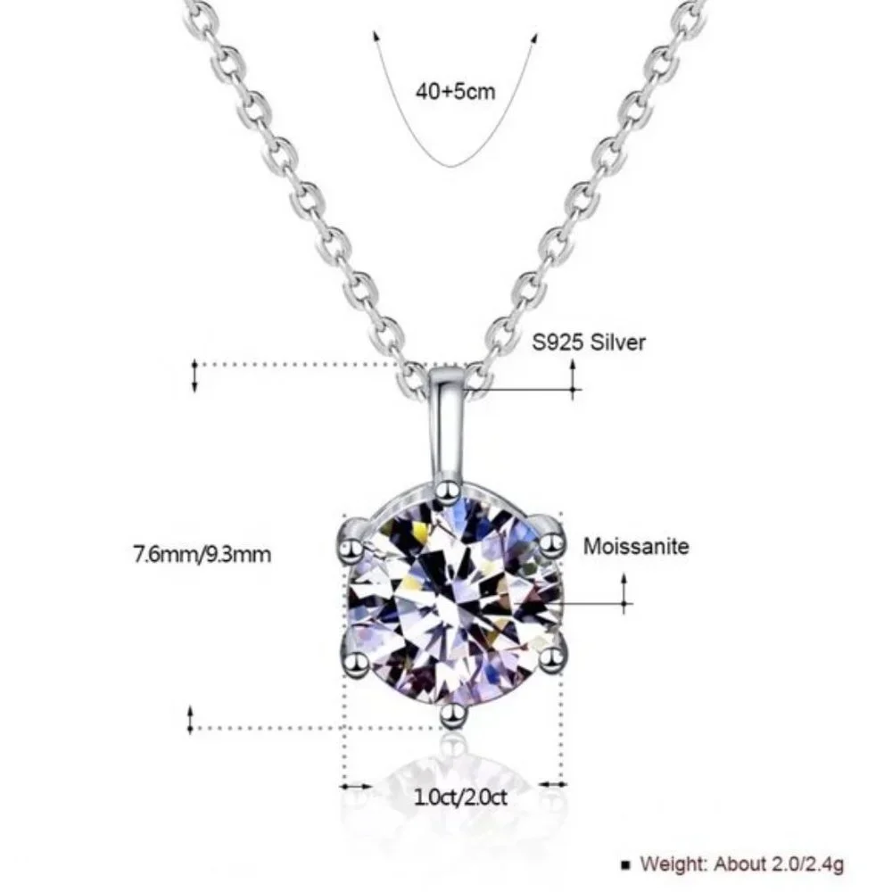 Certified 2ct. t.w. Moissanite Diamond Solitaire Necklace NEW - Picture 6 of 9